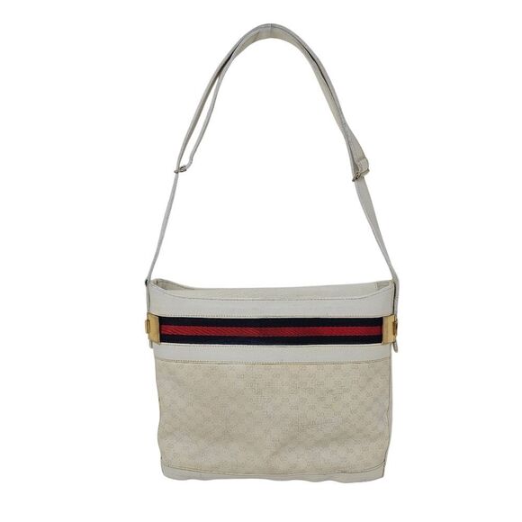 Rare Vintage Gucci Collector Crossbody Bag | White Monogram Canvas & Web Stripe - Picture 2 of 3